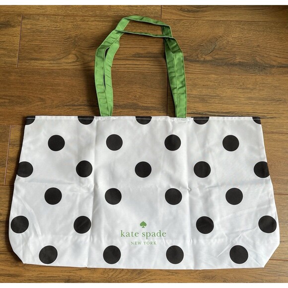 New Kate Spade Tote White Black Polka Dot 25" x 15" XLarge Shopping Tote - Picture 1 of 3